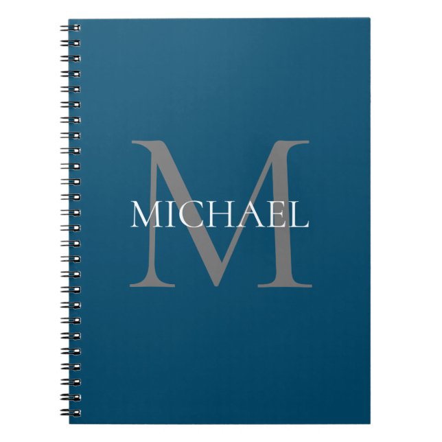 Carnet Monogramme et nom personnalisés Ocean Blue (Devant)