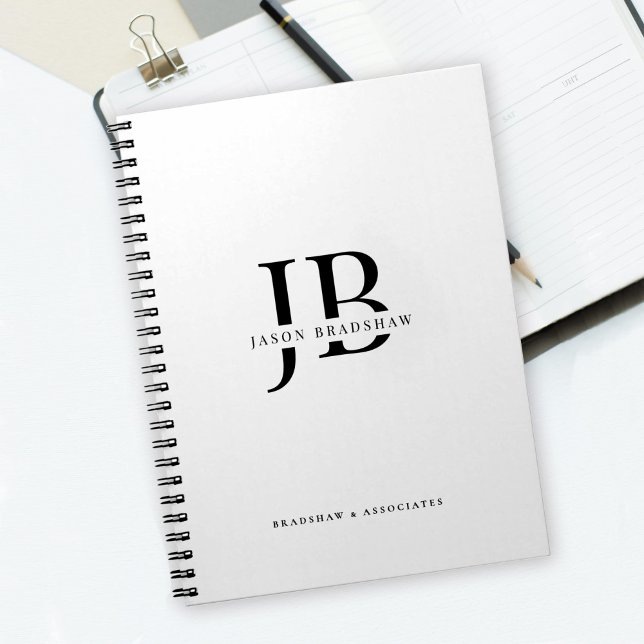 Carnet Monogramme et nom professionnels classiques simple (Créateur téléchargé)