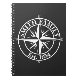 Carnet Monogramme étoile boussole emblème personnalisable