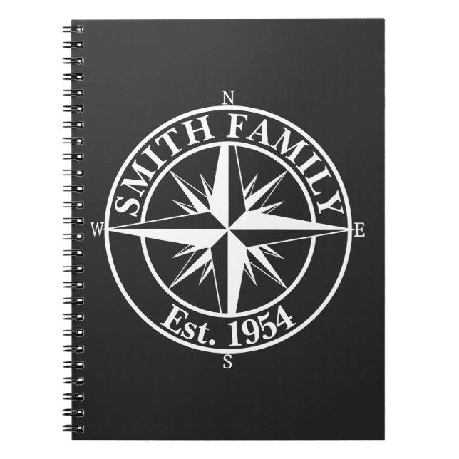 Carnet Monogramme étoile boussole emblème personnalisable (Devant)