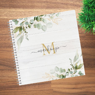 Carnet Monogramme Eucalyptus Aquarelle Rustique