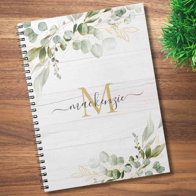 Carnet Monogramme Eucalyptus Aquarelle Rustique (Créateur téléchargé)