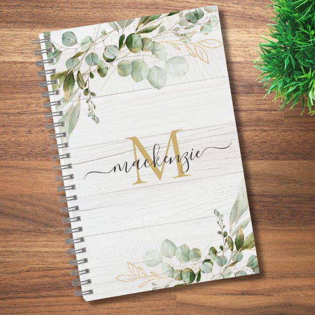 Carnet Monogramme Eucalyptus Aquarelle Rustique (Créateur téléchargé)
