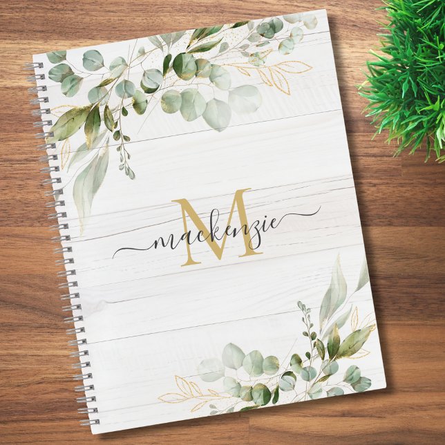 Carnet Monogramme Eucalyptus Aquarelle Rustique (Créateur téléchargé)