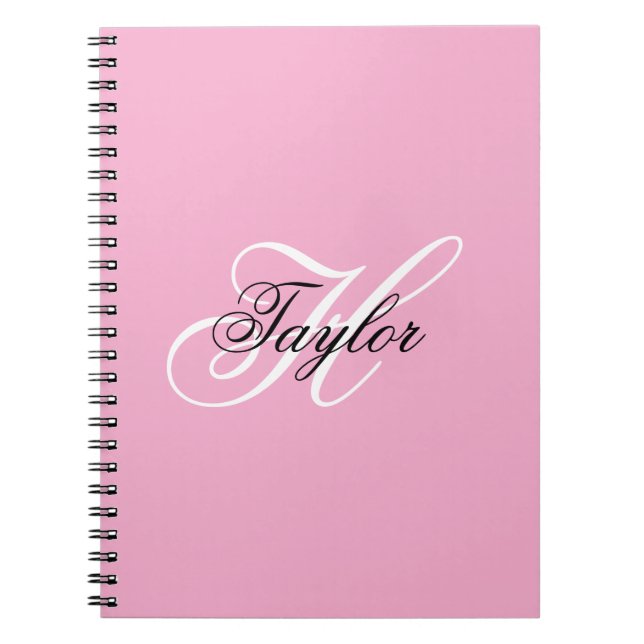 Carnet Monogramme fantaisie noir et blanc Rose (Devant)