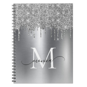 Carnet Monogramme Fille Parties scintillant en métal arge
