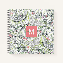 Monogramme floral de printemps papillon