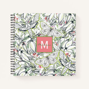 Carnet Monogramme floral de printemps papillon