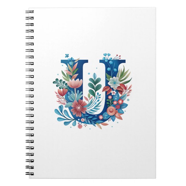 Carnet monogramme floral décoratif U (Devant)