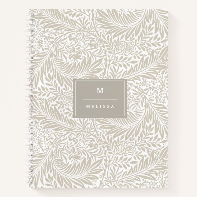 Carnet Monogramme Floral Foliage William Morris Élégant (Devant)