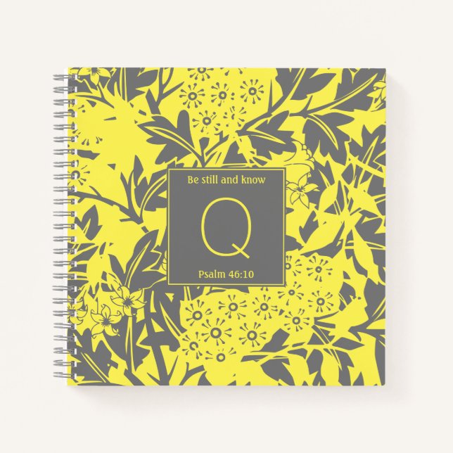 Carnet Monogramme floral jaune (Devant)