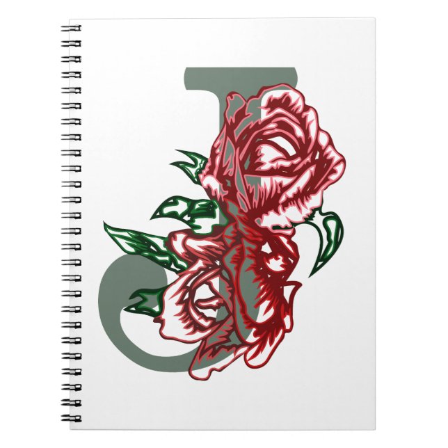 Carnet monogramme floral lettre majuscule J (Devant)