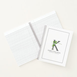 Carnet Monogramme floral personnalisable White Lilly