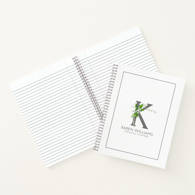 Carnet Monogramme floral personnalisable White Lilly (Intérieur)