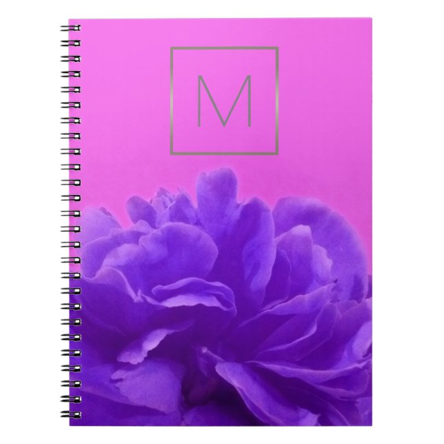 Carnet Monogramme floral pourpre et framboise (Devant)