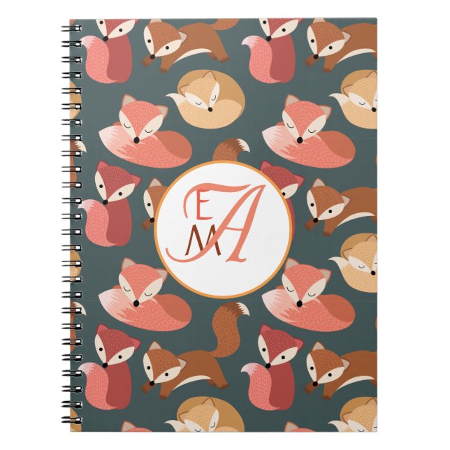 Carnet Monogramme Forêt Fox Couleurs automne automne auto (Devant)