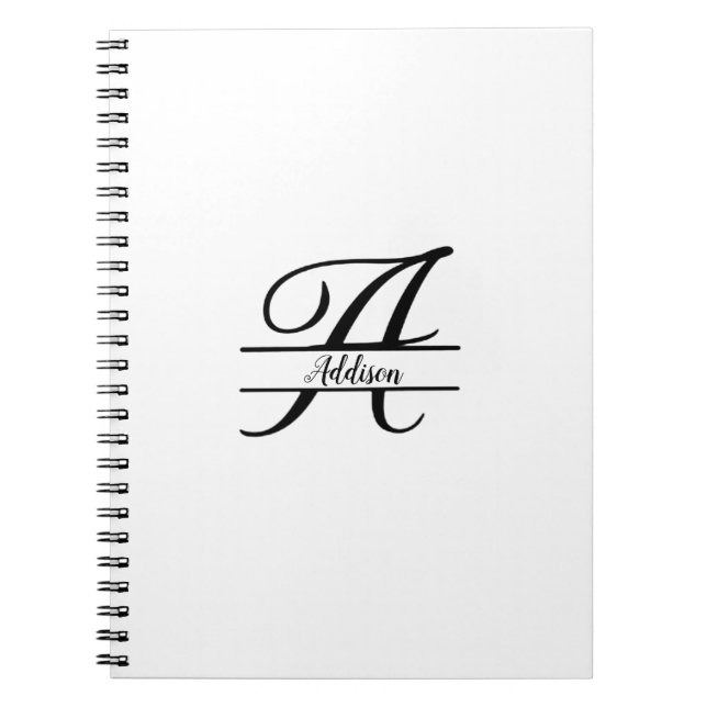 Carnet Monogramme fractionné A-Z noir et blanc (Devant)