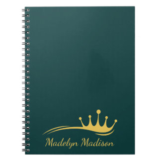 Carnet Monogramme Gable Vert Avec Couronne Moderne Minima