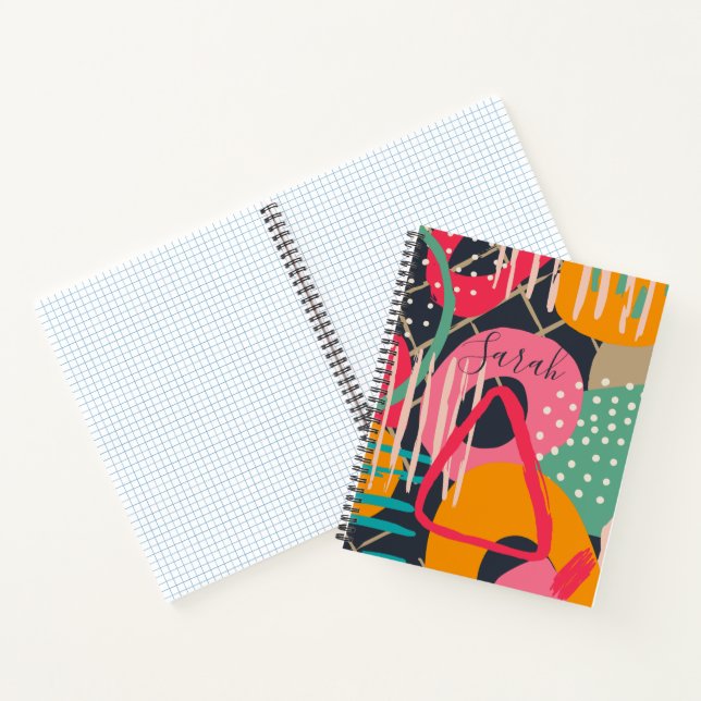 Carnet Monogramme géométrique coloré Abstrait Design (Intérieur)