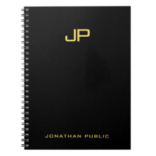 Carnet Monogramme Gold à la mode Black Modèle Professio