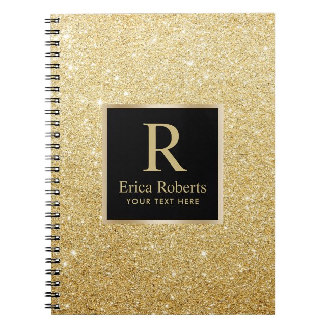 Carnet Monogramme Gold Initial Modern Faux Gold Parties s (Devant)