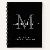 Monogramme gris argent noir Nom du script Recette