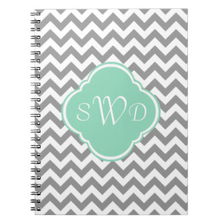 Carnet Monogramme gris et blanc de coutume de rayure de