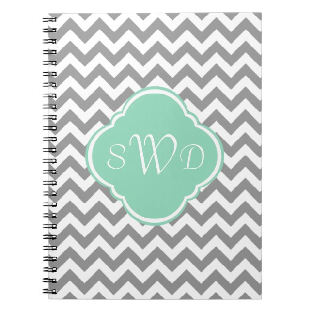 Carnet Monogramme gris et blanc de coutume de rayure de (Devant)