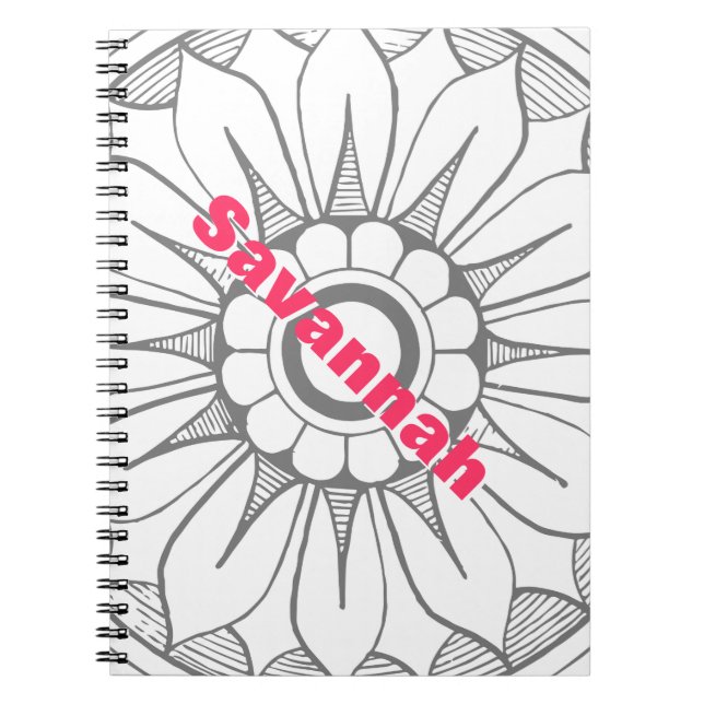 Carnet Monogramme Gris et rose moderne Motif de médaillon (Devant)