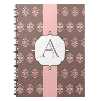 Carnet Monogramme Gris Rose dentelle