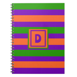 Carnet Monogramme Halloween violet orange et vert