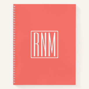 Carnet Monogramme initial Blanc Sur Le Corail