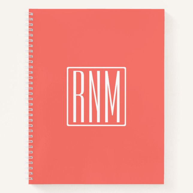 Carnet Monogramme initial | Blanc Sur Le Corail (Devant)