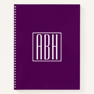 Carnet Monogramme initial Blanc Sur Violet Profond
