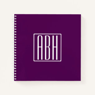 Carnet Monogramme initial   Blanc Sur Violet Profond