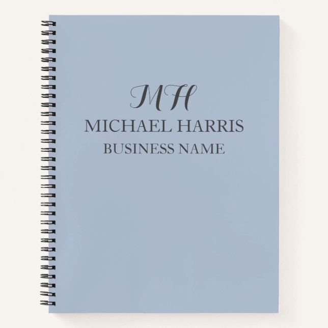 Carnet Monogramme Initial Bleu Professionnel Entreprise (Devant)