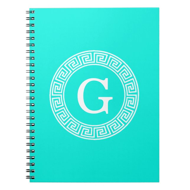 Carnet Monogramme initial du cadre de ligne clé grecque d (Devant)