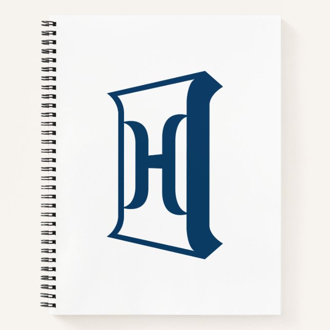Carnet Monogramme Initial Élégant Lettre H Bleu Royal (Devant)