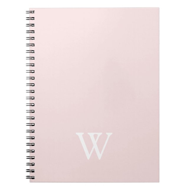 Carnet Monogramme Initial Élégant Rose Pâle (Devant)
