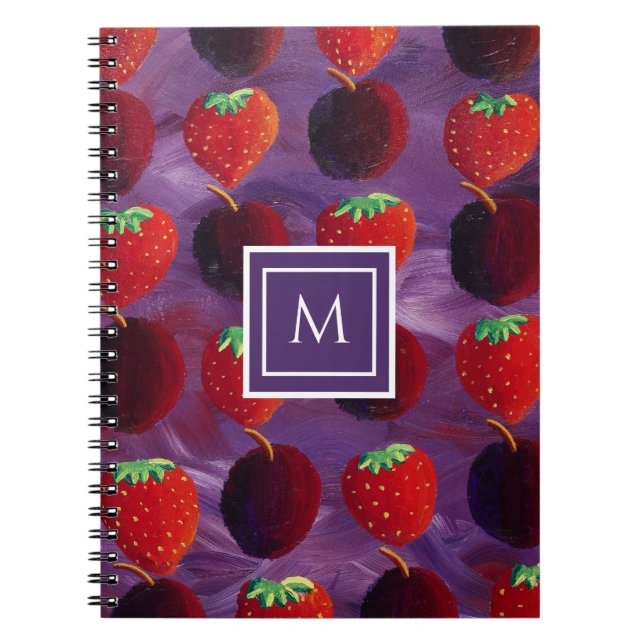 Carnet Monogramme Initial Moderne Motif Fruits D'été (Devant)