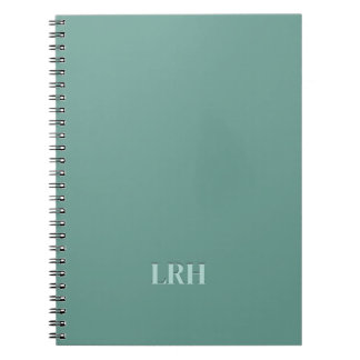 Carnet Monogramme initial monochrome chic à la menthe ver