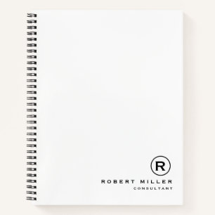 Carnet Monogramme Initial Personnalisé Blanc Et Noir