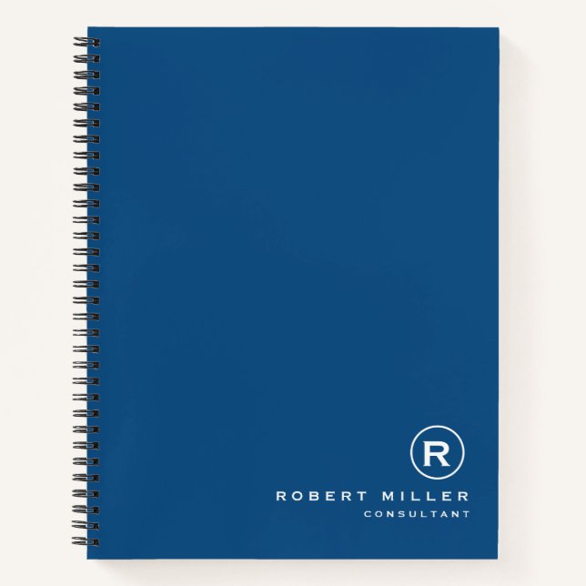 Carnet Monogramme Initial Personnalisé Bleu et Blanc Clas (Devant)