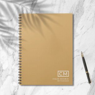 Carnet Monogramme Initial Professionnel Moderne Moutarde
