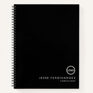 Carnet Monogramme Initial Professionnel Noir & Blanc