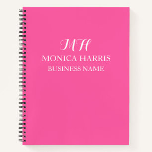 Carnet Monogramme Initial Professionnel Rose Entreprise