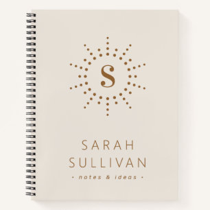 Carnet Monogramme initial radiale sunburation ivoire neut