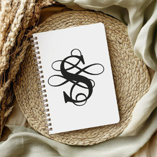 Carnet Monogramme initial tourbillonnant