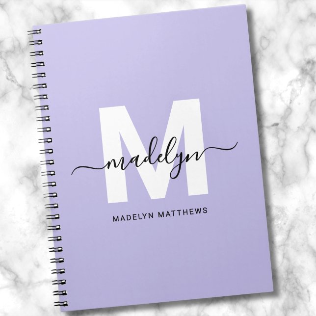Carnet Monogramme Initial Violet Personnalisé (Personalized Purple Initial Monogram notebook)