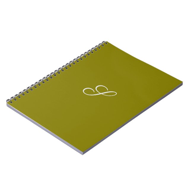 Carnet Monogramme initiale minimaliste vert sauge  (Côté gauche)